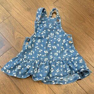 Tahari Floral Denim Kids Overall Dress/Skirt Size 2T